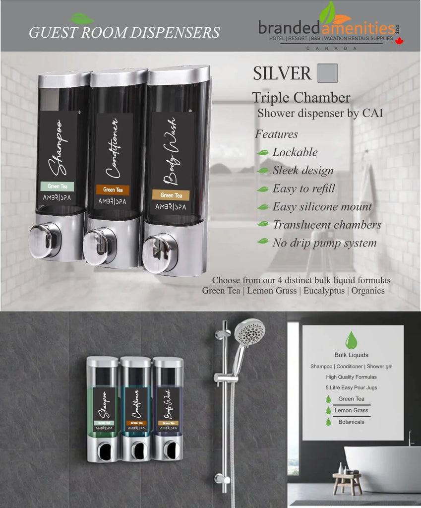 Hotel locking Shampoo Soap Dispenser (Chrome) ON SALE Hotel Supplies Canada