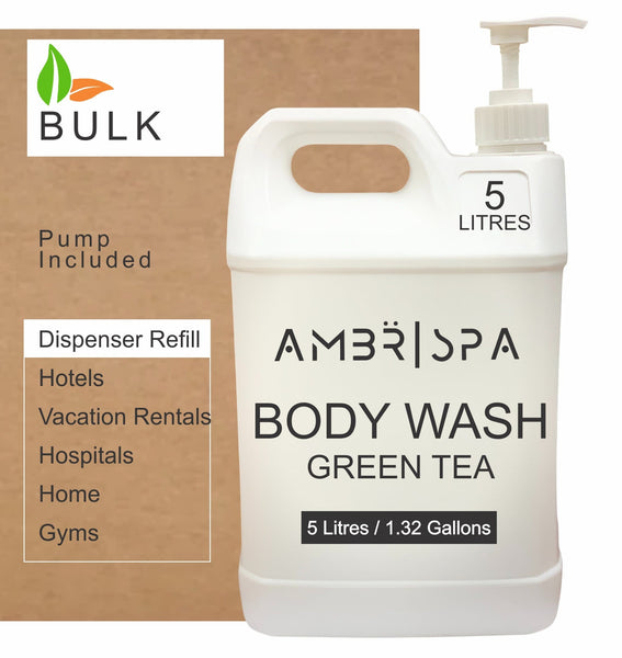 Bulk Soap Body Wash 5L Hotels Green Tea AMBR 1 per case) Hotel Supplies Canada by Custom Amenities Inc